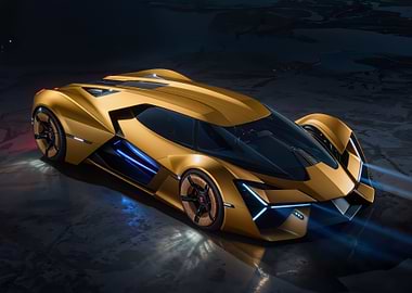Futuristic Gold Concept Car