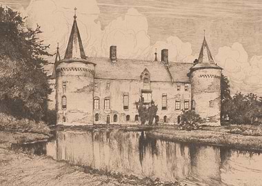 Castle reflected in water