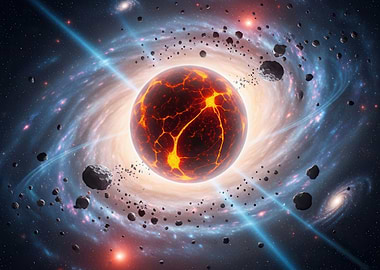 Fiery Planet in Cosmic Nebula