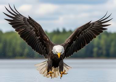 Bald Eagle Diving for Prey