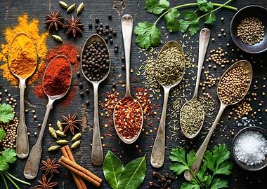 Assortment of Spices on Spoons
