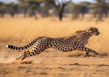Cheetah running in the savanna