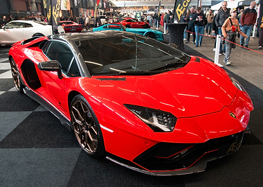 Red Lamborghini Aventador SVJ