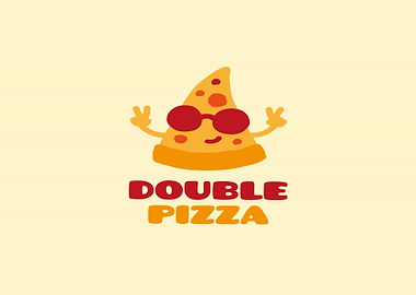 Funny Pizza Character with Text