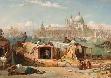 Venetian Canal Scene with Boats and Buildings