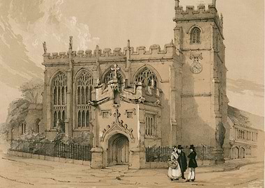 Gothic Church with Figures