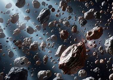 Asteroid Field in Space