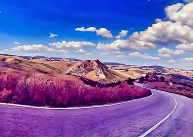 Vibrant Landscape with Winding Road