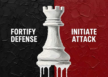 Chess Strategy: Fortify Defense vs. Initiate Attack Motivational Inspirational Wall Art