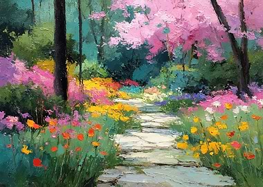 Vibrant Garden Path Painting
