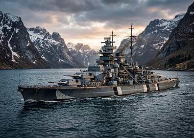 Battleship in a Fjord