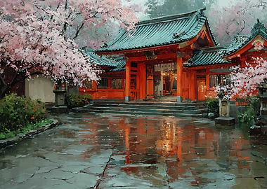 Japanese Shrine in Bloom
