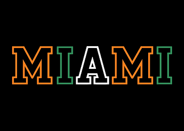 Miami Poster, Bold Collegiate Lettering Wall Art, Sports Team Typography Print