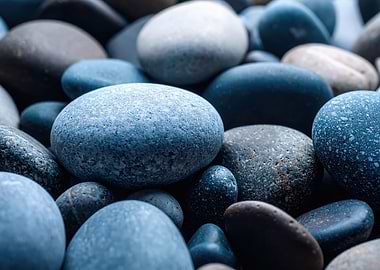 Close-up of Smooth Blue and Gray Stones