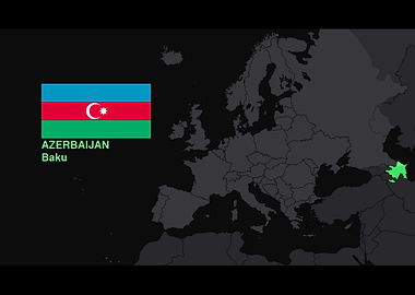Azerbaijan Flag and Map