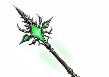 Fantasy Staff with Green Gem