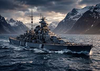Battleship in a Fjord