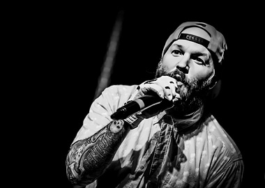 Rapper with Microphone and Tattoos