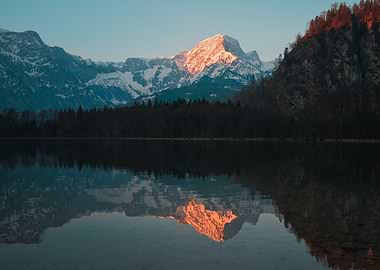 Mountain Reflection at Almsee at Sunset