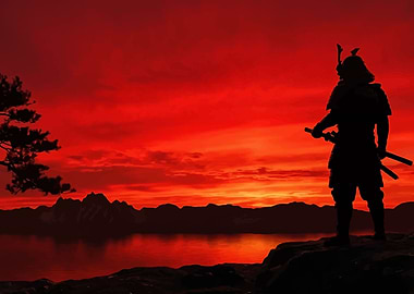 Samurai Silhouette at Sunset