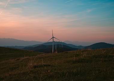 Wind Turbines at Sunset, Gaberl, Steiermark