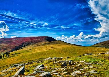 Autumn Landscape on Weinebene Koralpe with Dramatic Sky