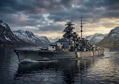 Battleship in a Fjord