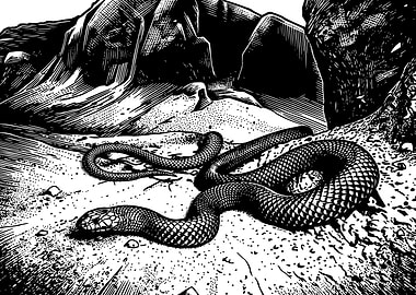 Snake in a rocky, sandy landscape