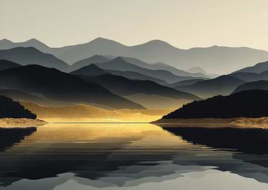 Misty Mountain Landscape Reflection