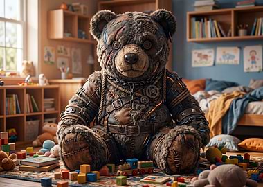 Steampunk Teddy Bear in a Playroom