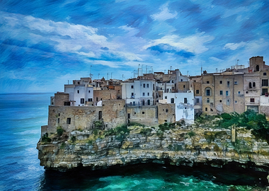 Coastal Town on Cliffside