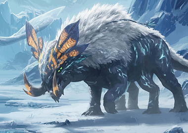 Fantasy creature in snowy landscape