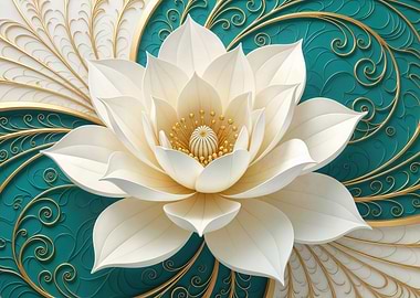 Elegant White Lotus with Gold Accents