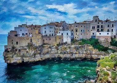 Coastal Town on Cliffs