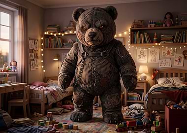 Scary Teddy Bear in a Child's Room