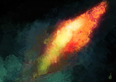 Fiery Comet Streaking Through Darkness