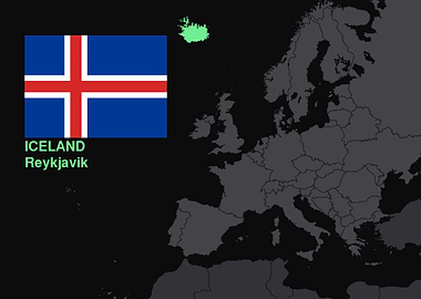 Iceland Flag and Map