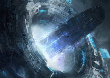Sci-fi portal with lightning