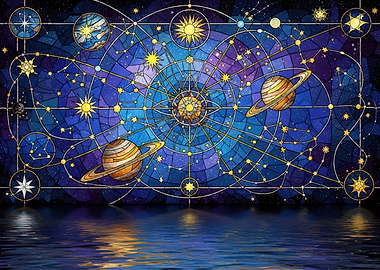 Stained Glass Celestial Constellation