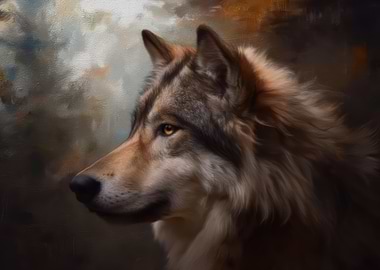 Wolf Portrait Painting