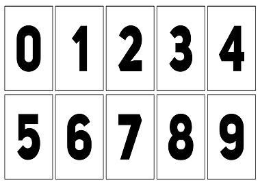 Numbers 0-9 on White Cards