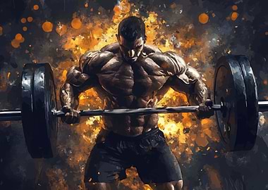 Bodybuilder Lifting Weights