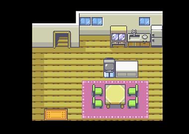 Pixel Art Kitchen and Dining Area