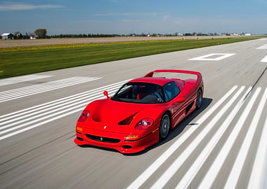 Red Ferrari F50 on a Racetrack