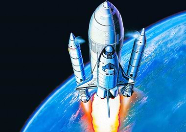 Space Shuttle Launch Over Earth