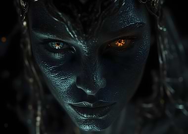 Mysterious Blue-Skinned Being with Heterochromatic Eyes
