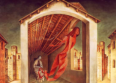 Remedios Varo Surrealist Painting of a Woman Sewing