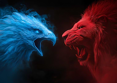 Eagle vs Lion Fight