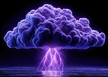Purple Thunderstorm Cloud with Lightning