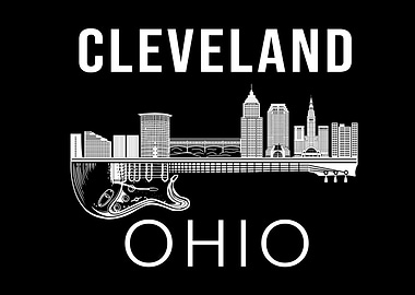 Cleveland Ohio Souvenir Skyline Guitar Men Cleveland